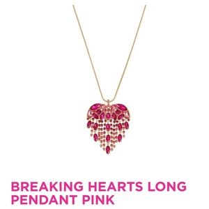 Breaking Hearts Long Pendant Pink